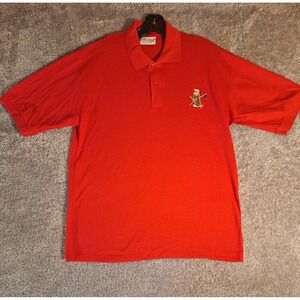 Vintage Crystal Springs Red Golf Polo Shirt Mens Medium Made in USA Embroidered